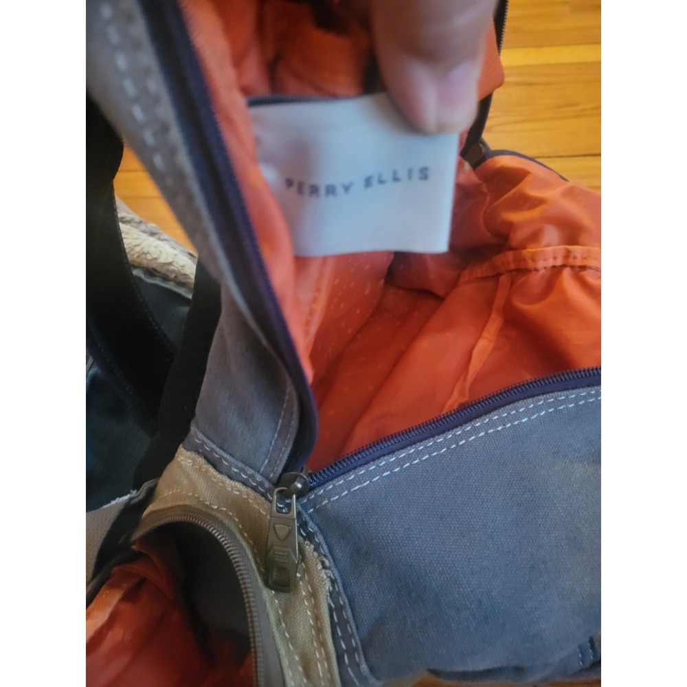 Vintage Perry Ellis Two Tone Canvas Multi Pocket Laptop Backpack *READ* - Picture 15 of 16